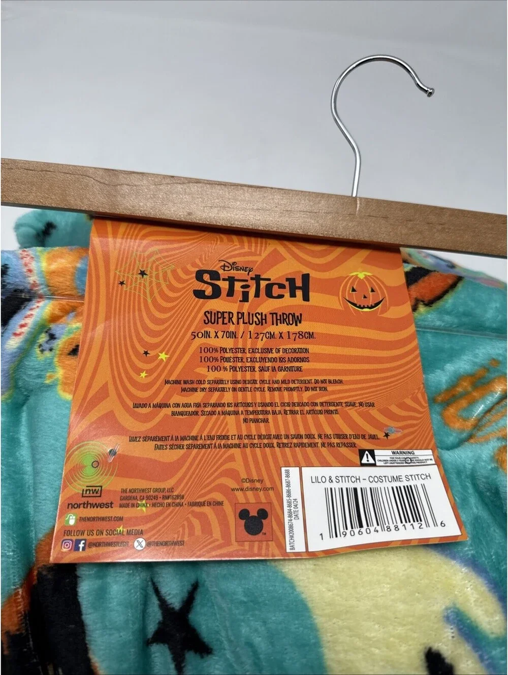 Disney Super Plush Throw Stitch Halloween Soft Blanket